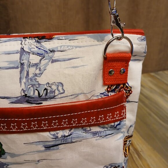 New Travel Sling Crossbody Western Cowboy Rodeo Faux Leather trim Red white blue - Picture 8 of 11